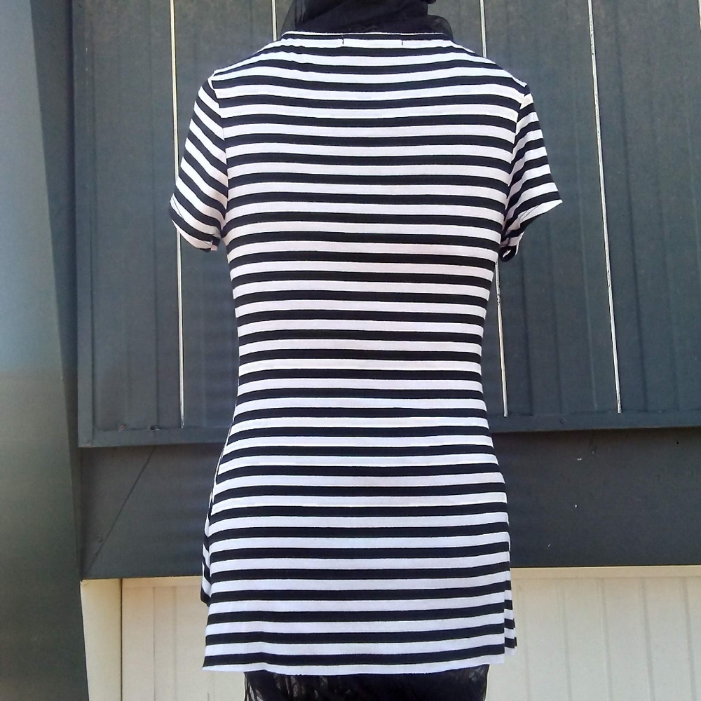 PLEIONE mini dress black and white stripes XS - Picture 4 of 7